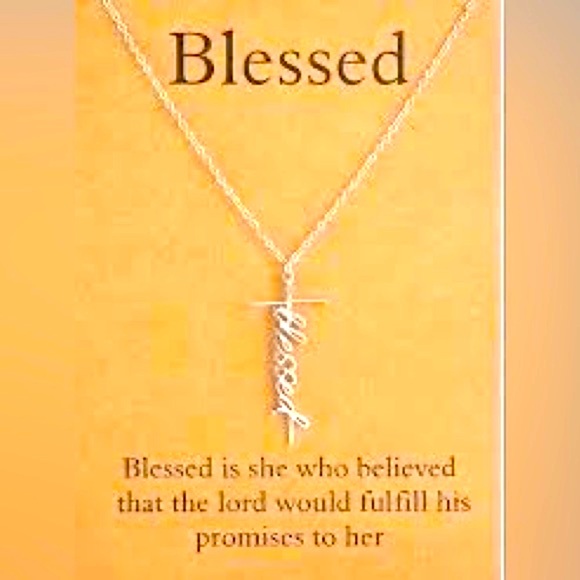 Blessed Cross Silver Necklace, NWT. - Picture 2 of 6